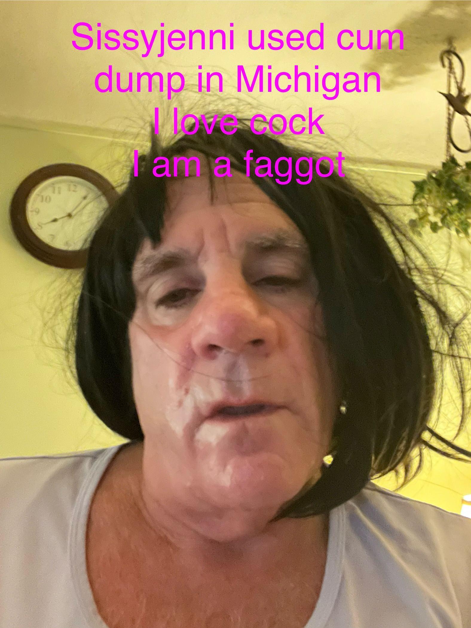 Used sissy faggot with load on face